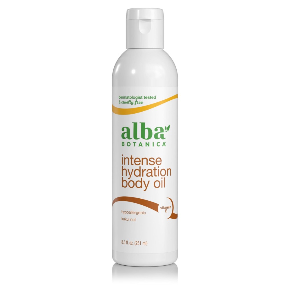 Alba Botanica Intense Hydration Body Oil, with Kukui Nut and Viamin E, 8.5 Oz (Packaging May Vary) Alba Botanica Intense Hydration Body Oil, with Kukui Nut and Viamin E, 8.5 Oz (Packaging May Vary)