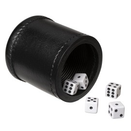 WE Games Professional Handmade Black Leather Dice Cup Set, Comes with 5 Standard Game Dice & Cloth Bag, Dice Roller for Liars Dice Farkle & Board Games, Durable Stitched Dice Cups WE Games Professional Handmade Black Leather Dice Cup Set, Comes with 5 Standard Game Dice & Cloth Bag, Dice Roller for Liars Dice Farkle & Board Games, Durable Stitched Dice Cups