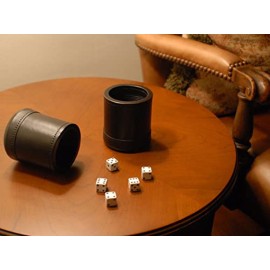 WE Games Professional Handmade Black Leather Dice Cup Set, Comes with 5 Standard Game Dice & Cloth Bag, Dice Roller for Liars Dice Farkle & Board Games, Durable Stitched Dice Cups WE Games Professional Handmade Black Leather Dice Cup Set, Comes with 5 Standard Game Dice & Cloth Bag, Dice Roller for Liars Dice Farkle & Board Games, Durable Stitched Dice Cups