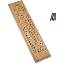 WE Games Classic Cribbage Board Set, 2 Track Solid Wood Board with Metal Pegs, Family Games, Living Room Decor, Travel Games, Outdoor Games