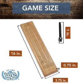 WE Games Classic Cribbage Board Set, 2 Track Solid Wood Board with Metal Pegs, Family Games, Living Room Decor, Travel Games, Outdoor Games