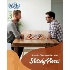 WE Games Solid Wood Checkers Board Game - 14.5-Inch Vintage Checkers Set with Inset Grooves & 24 Red & Black Board Game Pieces - Fun Family Table Game WE Games Solid Wood Checkers Board Game - 14.5-Inch Vintage Checkers Set with Inset Grooves & 24 Red & Black Board Game Pieces - Fun Family Table Game