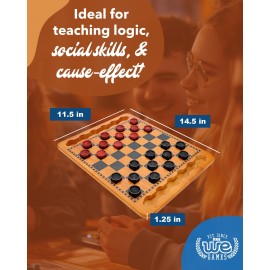 WE Games Solid Wood Checkers Board Game - 14.5-Inch Vintage Checkers Set with Inset Grooves & 24 Red & Black Board Game Pieces - Fun Family Table Game WE Games Solid Wood Checkers Board Game - 14.5-Inch Vintage Checkers Set with Inset Grooves & 24 Red & Black Board Game Pieces - Fun Family Table Game