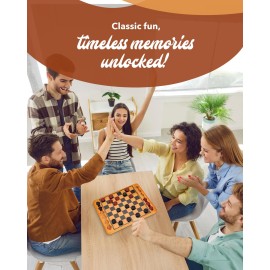 WE Games Solid Wood Checkers Board Game - 14.5-Inch Vintage Checkers Set with Inset Grooves & 24 Red & Black Board Game Pieces - Fun Family Table Game WE Games Solid Wood Checkers Board Game - 14.5-Inch Vintage Checkers Set with Inset Grooves & 24 Red & Black Board Game Pieces - Fun Family Table Game