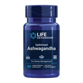 Life Extension Optimized Ashwagandha - Stress Management Supplement for a Healthy Stress Response, Focus, Memory, Stress Relief - Vegetarian, Gluten-Free, Non-GMO, 60 Capsules