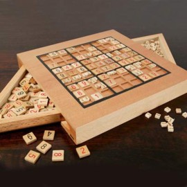 WE Games Wooden Sudoku Puzzle Board Game with Number & Thinking Tiles - 11 in.