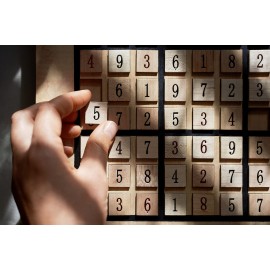 WE Games Wooden Sudoku Puzzle Board Game with Number & Thinking Tiles - 11 in.