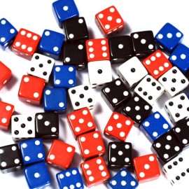 WE Games 100 Pieces Bulk Dice Set - Assorted Colors Opaque with Square Corners, 6 Sided (16mm) Casino Dice, for Board Games, Farkle, Liars, & More