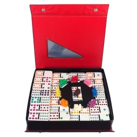 WE Games Mexican Train Dominoes, Double Twelve - Premium Ivory Tiles, Colorful Dots, Family and Adult Board Game