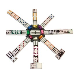 WE Games Mexican Train Dominoes, Double Twelve - Premium Ivory Tiles, Colorful Dots, Family and Adult Board Game