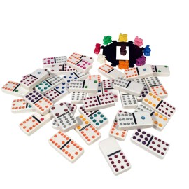 WE Games Mexican Train Dominoes, Double Twelve - Premium Ivory Tiles, Colorful Dots, Family and Adult Board Game