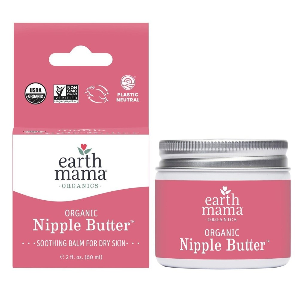Earth Mama Organic Nipple Butter | Nipple Cream Safe for Breastfeeding | Postpartum Essentials for Nursing | Non Lanolin Nipple Cream, 2-Fluid Ounce