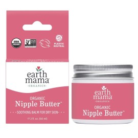 Earth Mama Organic Nipple Butter | Nipple Cream Safe for Breastfeeding | Postpartum Essentials for Nursing | Non Lanolin Nipple Cream, 2-Fluid Ounce