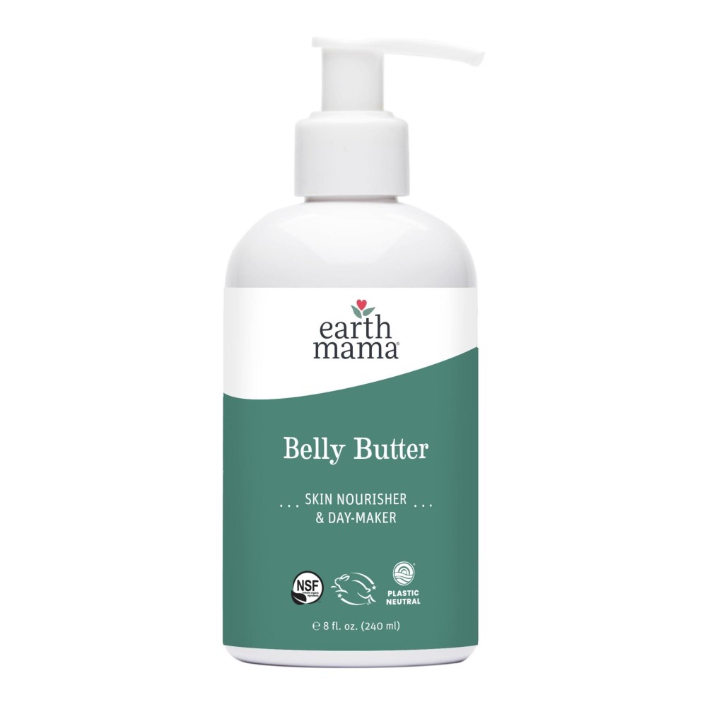 Earth Mama Belly Butter, Maternity Moisturizer for Dry Skin | Lotion for Pregnancy and Postpartum Recovery Self Care, Body Cream with Aloe, Fragrance Free, 8-Fluid Ounce