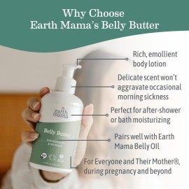 Earth Mama Belly Butter, Maternity Moisturizer for Dry Skin | Lotion for Pregnancy and Postpartum Recovery Self Care, Body Cream with Aloe, Fragrance Free, 8-Fluid Ounce