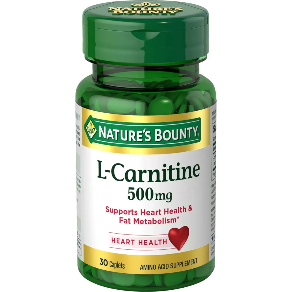 Nature\'s Bounty L-Carnitine, Supports Heart Health & Fat Metabolism, Amino Acid Supplement, 500 mg, 30 Tablets