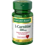 Nature\'s Bounty L-Carnitine, Supports Heart Health & Fat Metabolism, Amino Acid Supplement, 500 mg, 30 Tablets
