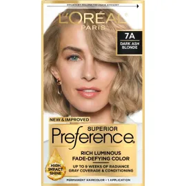 L\'Oreal Paris Superior Preference Fade-Defying + Shine Permanent Hair Color, 7A Dark Ash Blonde, Pack of 1, Hair Dye L\'Oreal Paris Superior Preference Fade-Defying + Shine Permanent Hair Color, 7A Dark Ash Blonde, Pack of 1, Hair Dye