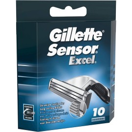 Gillette Sensor Excel Shaving Cartridges for Men Quantity: 10 (Packaging May Vary)