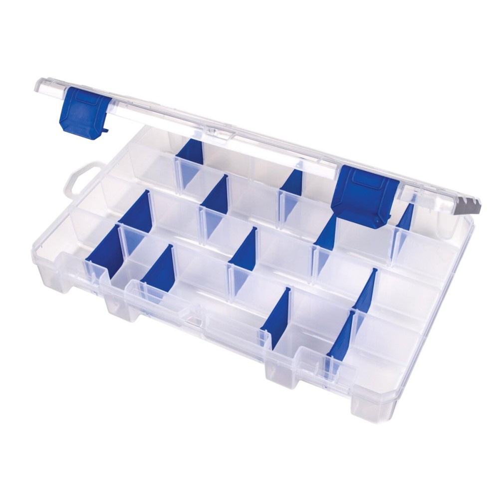 Flambeau Outdoors 4007 Fishing Tackle Box - Includes 12 Dividers, 24 Compartments, Clear Tackle Box Fishing Lure Organizer, Tuff Tainer Tackle Box with Zerust Anti-Rust Dividers