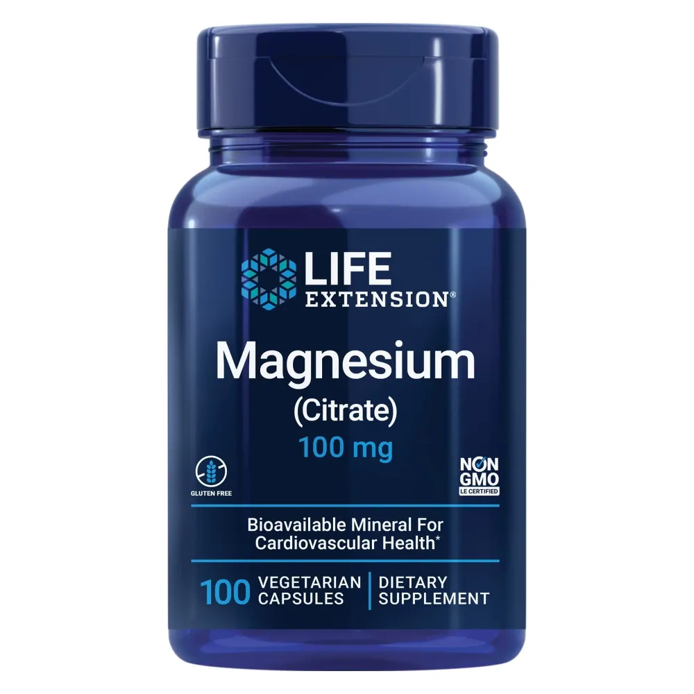 Life Extension Magnesium Citrate 100 mg Vegetarian Capsules, Blue, 100 Count Life Extension Magnesium Citrate 100 mg Vegetarian Capsules, Blue, 100 Count