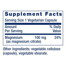 Life Extension Magnesium Citrate 100 mg Vegetarian Capsules, Blue, 100 Count Life Extension Magnesium Citrate 100 mg Vegetarian Capsules, Blue, 100 Count