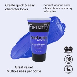 Mehron Makeup Fantasy FX Cream Makeup | Water Based | Halloween | Blue Face & Body Paint For Adults 1 fl oz (30ml) (Blue)