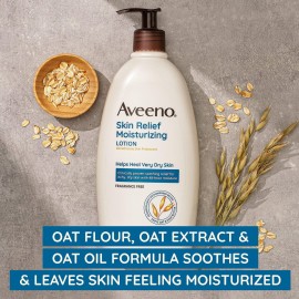 Aveeno Skin Relief Moisturizing Lotion for Very Dry Skin with Soothing Triple Oat & Shea Butter Formula, Dimethicone Skin Protectant Helps Heal Itchy, Dry Skin, Fragrance-Free, 8 fl. oz. Aveeno Skin Relief Moisturizing Lotion for Very Dry Skin with Soothing Triple Oat & Shea Butter Formula, Dimethicone Skin Protectant Helps Heal Itchy, Dry Skin, Fragrance-Free, 8 fl. oz.