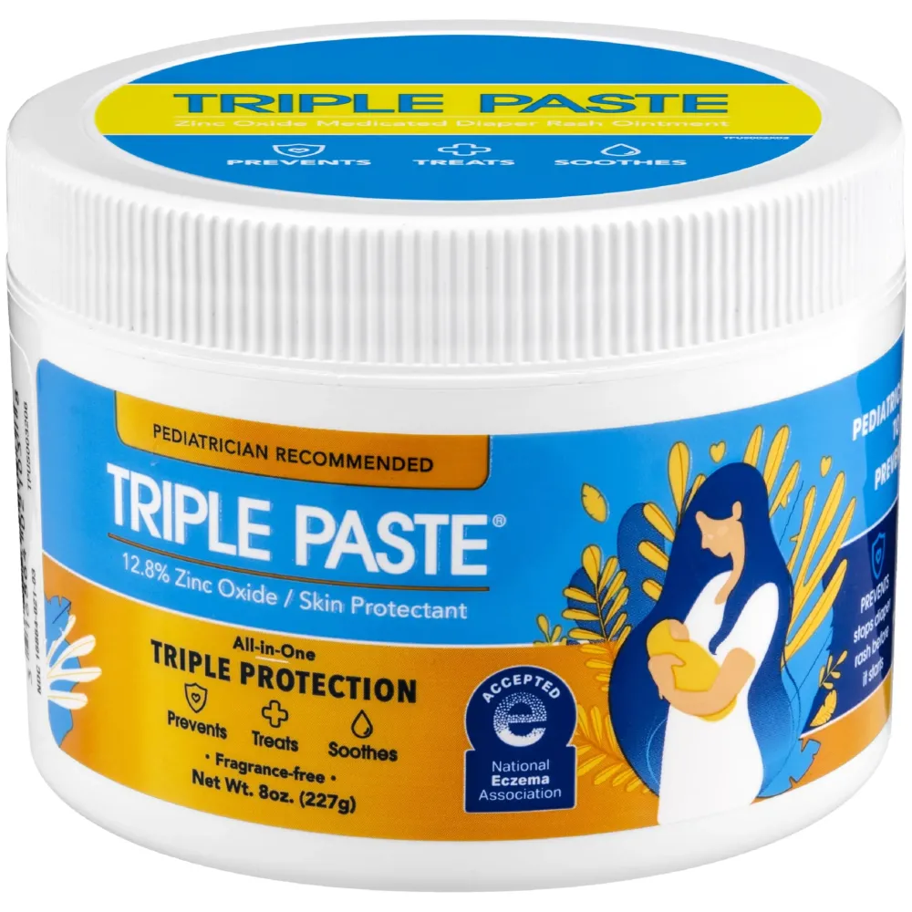 Triple Paste Diaper Rash Cream for Baby - 8 Oz Tub - Zinc Oxide Ointment Treats, Soothes and Prevents Diaper Rash - Pediatrician-Recommended Hypoallergenic Formula with Soothing Botanicals Triple Paste Diaper Rash Cream for Baby - 8 Oz Tub - Zinc Oxide Ointment Treats, Soothes and Prevents Diaper Rash - Pediatrician-Recommended Hypoallergenic Formula with Soothing Botanicals