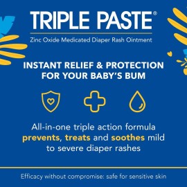 Triple Paste Diaper Rash Cream for Baby - 8 Oz Tub - Zinc Oxide Ointment Treats, Soothes and Prevents Diaper Rash - Pediatrician-Recommended Hypoallergenic Formula with Soothing Botanicals Triple Paste Diaper Rash Cream for Baby - 8 Oz Tub - Zinc Oxide Ointment Treats, Soothes and Prevents Diaper Rash - Pediatrician-Recommended Hypoallergenic Formula with Soothing Botanicals