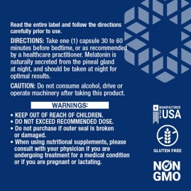 Life Extension Melatonin 1 mg - for Restful Night, Hormone Balance, and Immune Health - Immediate Release - Gluten-Free, Non-GMO - 60 Capsules