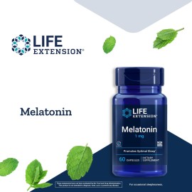 Life Extension Melatonin 1 mg - for Restful Night, Hormone Balance, and Immune Health - Immediate Release - Gluten-Free, Non-GMO - 60 Capsules