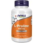 NOW Foods Supplements, L-Proline 500 mg, Collagen Production*, Structural Support*, 120 Veg Capsules