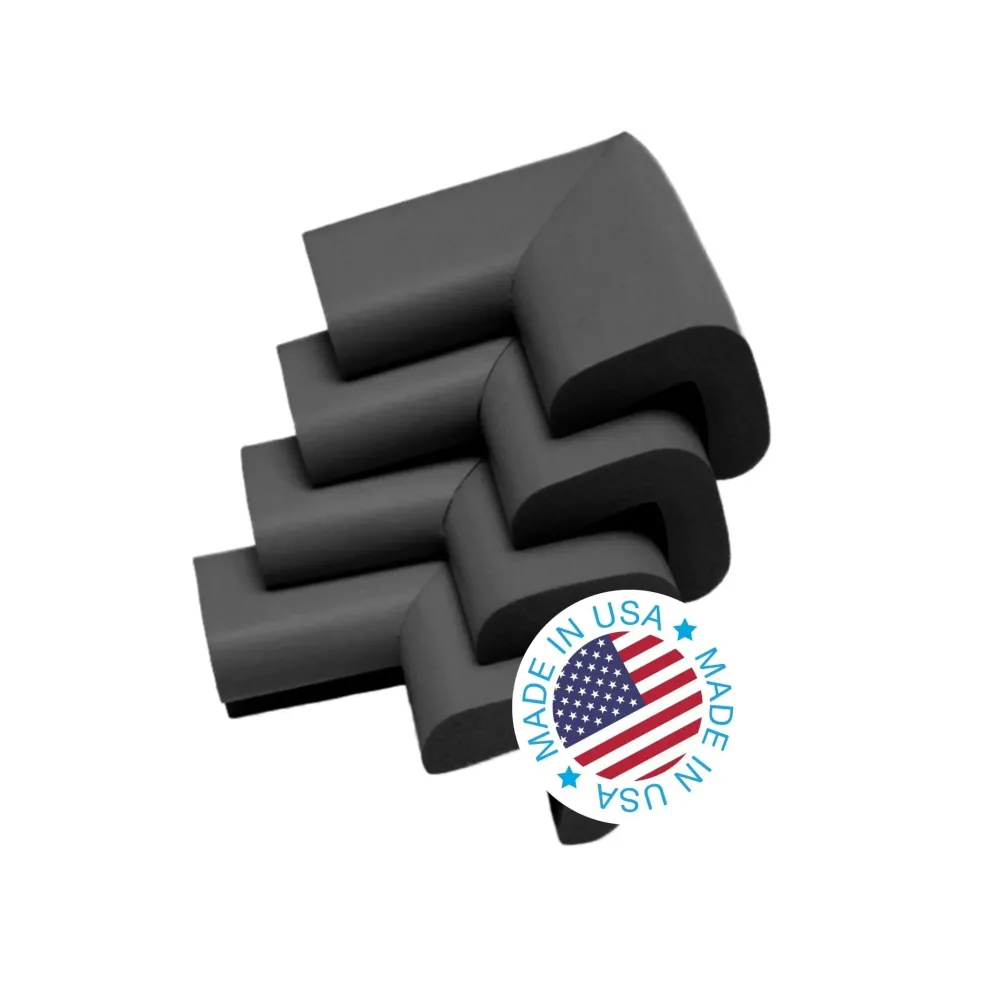 KidKusion 4-Piece Safety Corner Cushion, Black, Child Proofing Corner Guard, Made in USA, Child Safety, Home Furniture Safety Bumper, Baby Proof Table Protector, 4 Count (Pack of 1) KidKusion 4-Piece Safety Corner Cushion, Black, Child Proofing Corner Guard, Made in USA, Child Safety, Home Furniture Safety Bumper, Baby Proof Table Protector, 4 Count (Pack of 1)