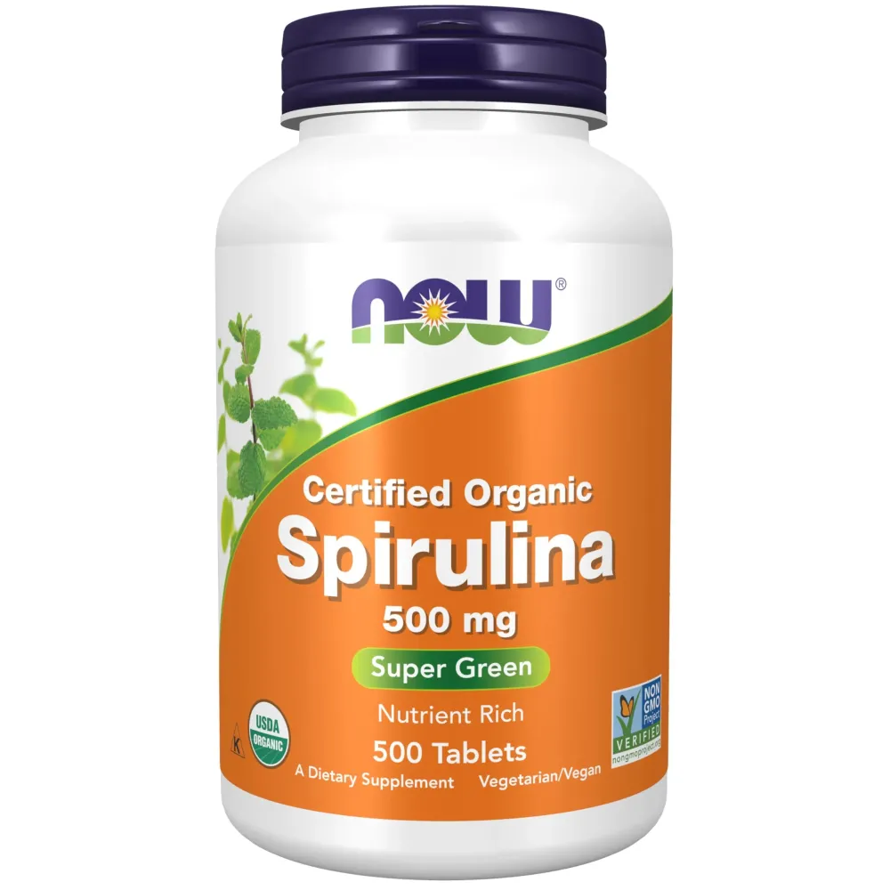 NOW Foods Supplements, Organic Spirulina 500 mg with Vitamins, Minerals and GLA (Gamma-Linolenic Acid), 500 Tablets NOW Foods Supplements, Organic Spirulina 500 mg with Vitamins, Minerals and GLA (Gamma-Linolenic Acid), 500 Tablets