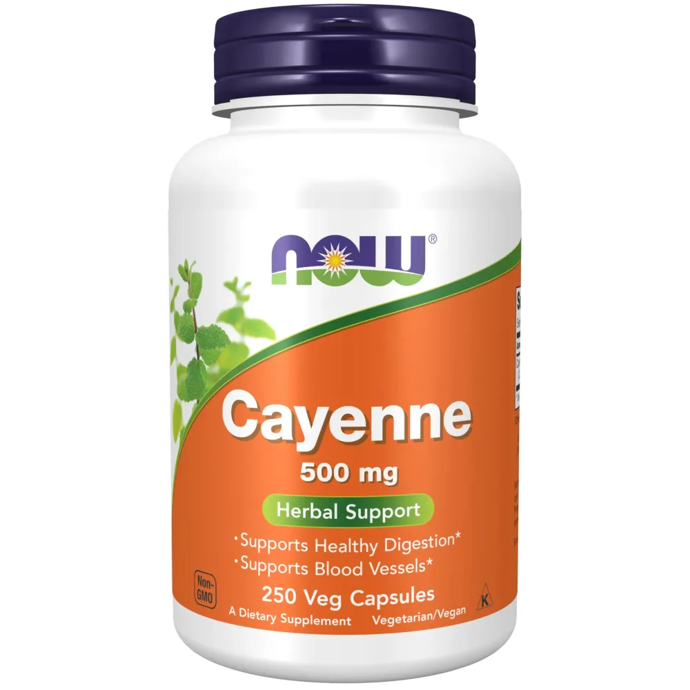 NOW Foods Supplements, Cayenne (Capsicum annuum) 500 mg, Herbal Support, for Digestive Health, 250 Veg Capsules NOW Foods Supplements, Cayenne (Capsicum annuum) 500 mg, Herbal Support, for Digestive Health, 250 Veg Capsules