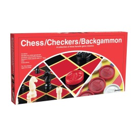 Pressman Chess / Checkers / Backgammon - 3 Games in One with Full Size Staunton Chess Pieces and Interlocking Checkers, 15.62 x 8.00 x 1.50 Inches