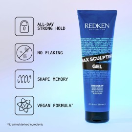 Redken Max Sculpting Gel For All Hair Types - Provides Body & High Shine Finish With Long-Lasting Shape Memory, Flake-Free Control Redken Max Sculpting Gel For All Hair Types - Provides Body & High Shine Finish With Long-Lasting Shape Memory, Flake-Free Control