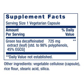 Life Extension Decaffeinated Mega Green Tea Extract - Polyphenol-Rich, Cell Health, Heart Health, Brain Health, Antioxidant Protection - Non-GMO, Gluten-Free, Vegetarian - 100 Capsules Life Extension Decaffeinated Mega Green Tea Extract - Polyphenol-Rich, Cell Health, Heart Health, Brain Health, Antioxidant Protection - Non-GMO, Gluten-Free, Vegetarian - 100 Capsules