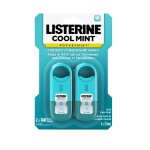 Listerine Cool Mint Pocketmist, Oral Care Mist for Fresh Breath, Non-Aerosol Sugar-Free Bad Breath Refresher Spray to Kill 99% of Bad Breath Germs, Portable, Cool Mint Flavor, 2 Sprays