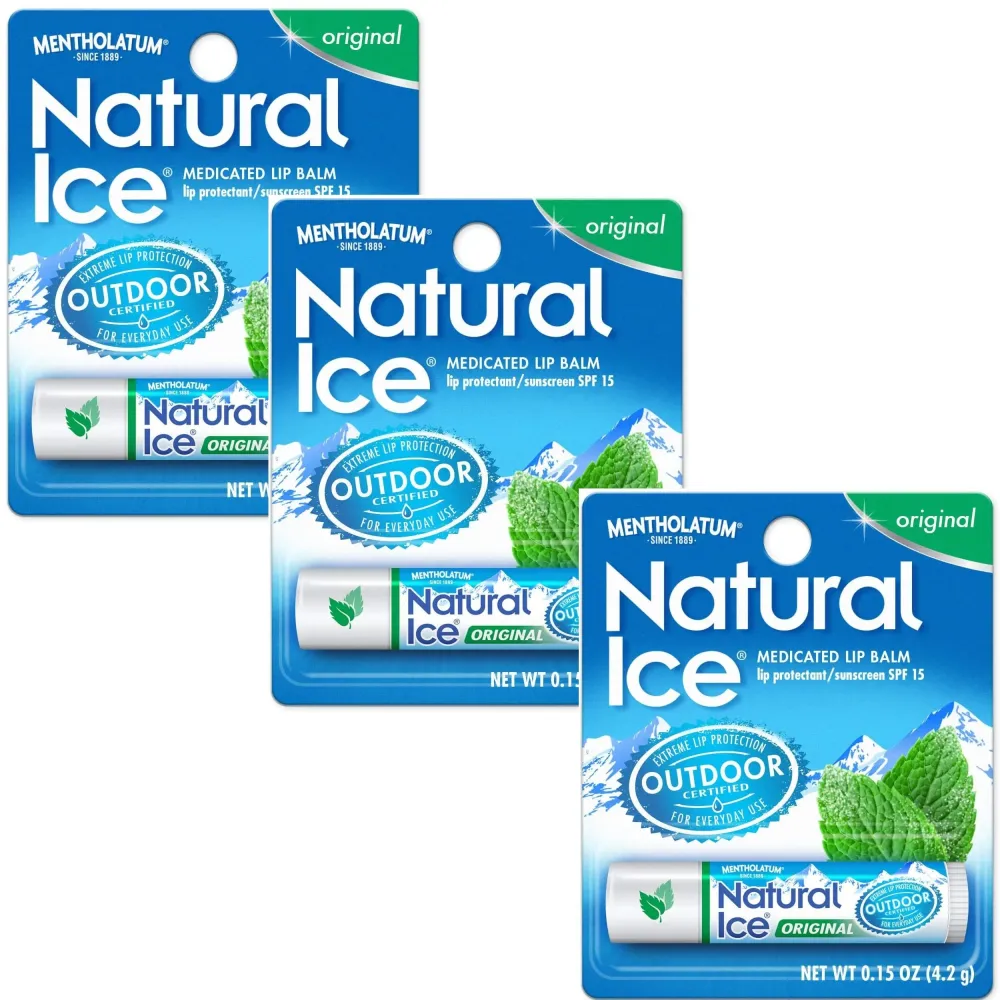 Mentholatum Natural Ice Lip Balm Original SPF 15 1 Each ( Pack of 3) Mentholatum Natural Ice Lip Balm Original SPF 15 1 Each ( Pack of 3)