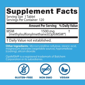 Doctors Best MSM, Supports Hair, Skin, Nails, & Joints, Non-GMO, Gluten Free, Vegan 120 Tablets Doctors Best MSM, Supports Hair, Skin, Nails, & Joints, Non-GMO, Gluten Free, Vegan 120 Tablets