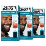 Just For Men Mustache & Beard, Beard Coloring for Gray Hair with Brush, With Keratin Biotin Aloe and Coconut Oil for Healthy Facial Hair - Jet Black, M-60, Pack of 3 (Packaging May Vary)