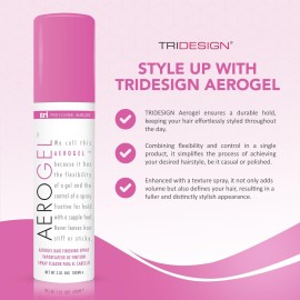 TRI Design Aerogel Hairspray - Strong Hold Hair Finishing Spray for Volumizing & Control, Flexible Styling for All Hair Types, Non-Sticky and Scented - For Women and Men - Travel Size Pack of 1 (3 Oz)