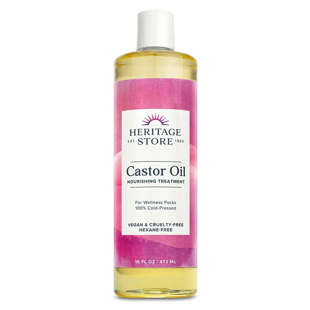 Heritage Store Castor Oil, Nourishing Hair Treatment, Deep Hydration for Healthy Hair Care, Skin Care, Eyelashes & Brows, Castor Oil Packs & More, Cold Pressed, Hexane Free, Vegan & Cruelty Free, 16oz Heritage Store Castor Oil, Nourishing Hair Treatment, Deep Hydration for Healthy Hair Care, Skin Care, Eyelashes & Brows, Castor Oil Packs & More, Cold Pressed, Hexane Free, Vegan & Cruelty Free, 16oz