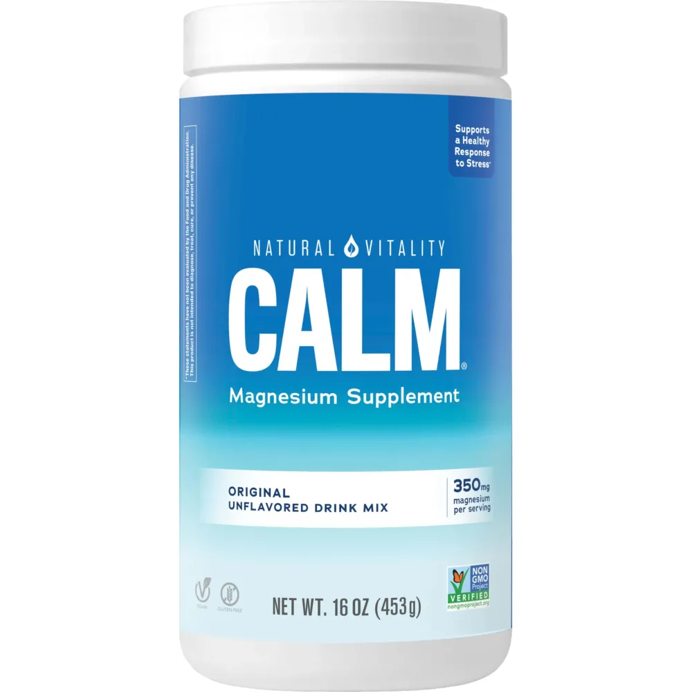 Natural Vitality Calm, Magnesium Supplement, Anti-Stress Drink Mix Powder, Gluten Free, Vegan, & Non-GMO, Original Unflavored, 16 oz