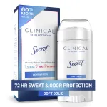 Secret Clinical Strength Antiperspirant Deodorant for Women, 3X Stress Protection, 72hr Sweat & Odor Protection, PH Balancing Minerals, Soft Solid, Light & Fresh Scent, 2.6 oz
