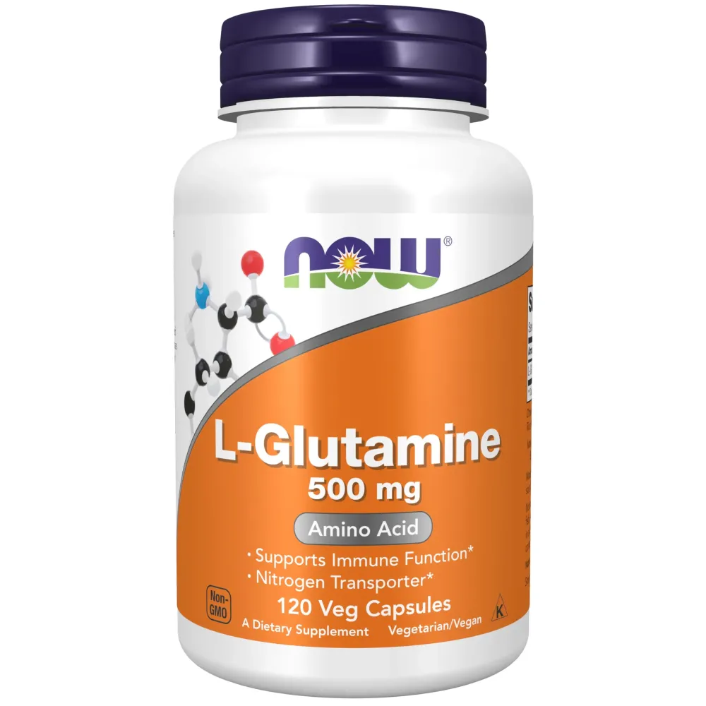 NOW Foods Supplements, L-Glutamine 500 mg, Nitrogen Transporter*, Amino Acid, 120 Veg Capsules NOW Foods Supplements, L-Glutamine 500 mg, Nitrogen Transporter*, Amino Acid, 120 Veg Capsules