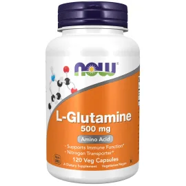 NOW Foods Supplements, L-Glutamine 500 mg, Nitrogen Transporter*, Amino Acid, 120 Veg Capsules