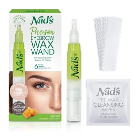 Nad\'s Eyebrow Shaper Wax Kit Eyebrow Facial Hair Removal Delicate Areas Cotton Strips, Cleansing Wipes, 0.2 Ounce (Pack of 1)